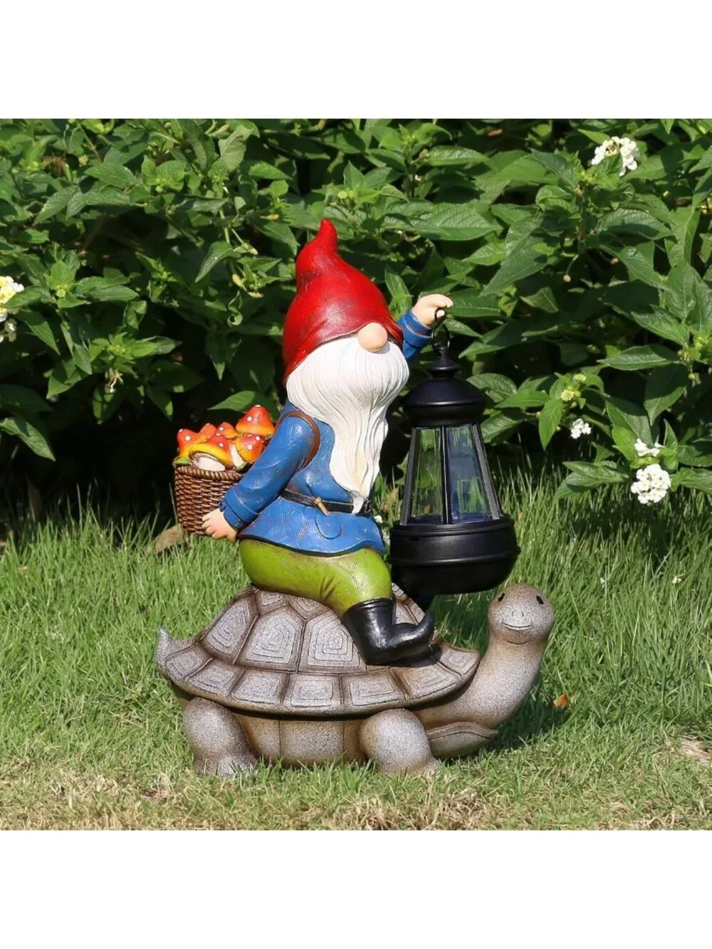 Charming Gnome & Turtle Garden Decor - Large Outdoor Sculptures with Solar